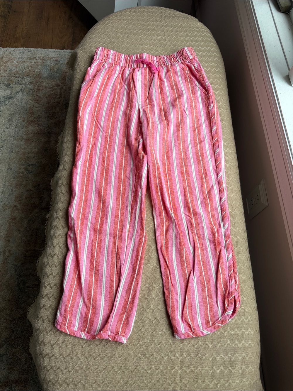 Kids GAP Pink and White Striped Girls' Linen Pants
